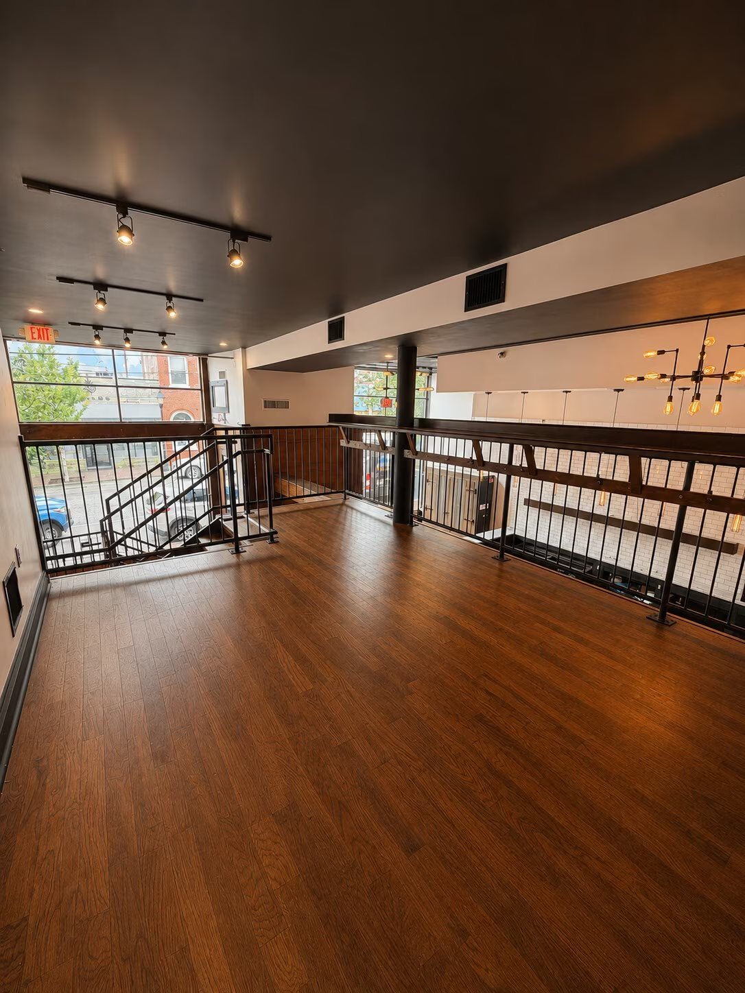Mezzanine with storefront windows onto East Franklin Street